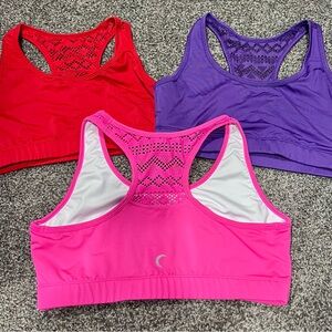 ZYIA Lace Racerback Sports Bras - Red, Purple, Pink